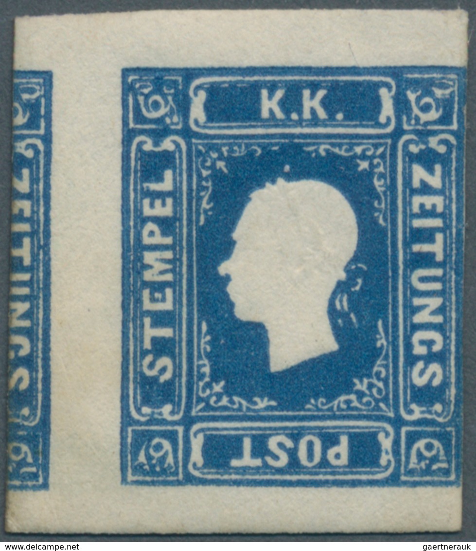 Österreich - Lombardei Und Venetien: 1858, (1.05 Kr) ZEITUNGSMARKE, Blau Ungebraucht Mit Originalgum - Lombardy-Venetia