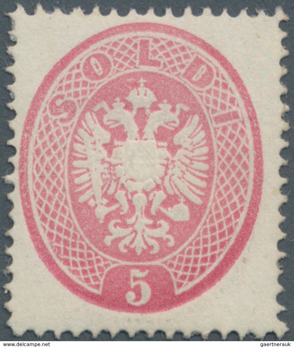 Österreich - Lombardei Und Venetien: 1863/1864, 5 Soldi Rosa Ungebraucht Mit Neugummi Und Falz, Foto - Lombardo-Vénétie