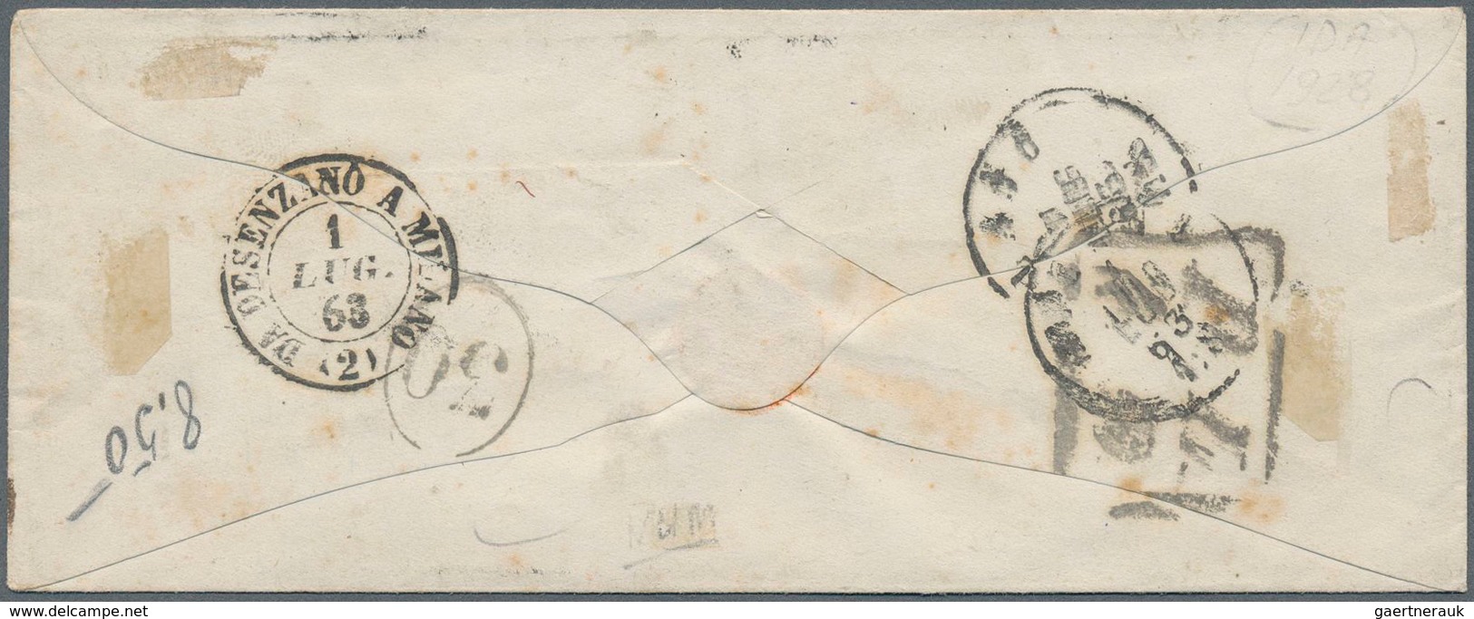 Österreich - Lombardei Und Venetien: 1861: 10 Soldi Braun Und Ein Paar 3 Soldi Grün Auf PD-Brief Von - Lombardy-Venetia