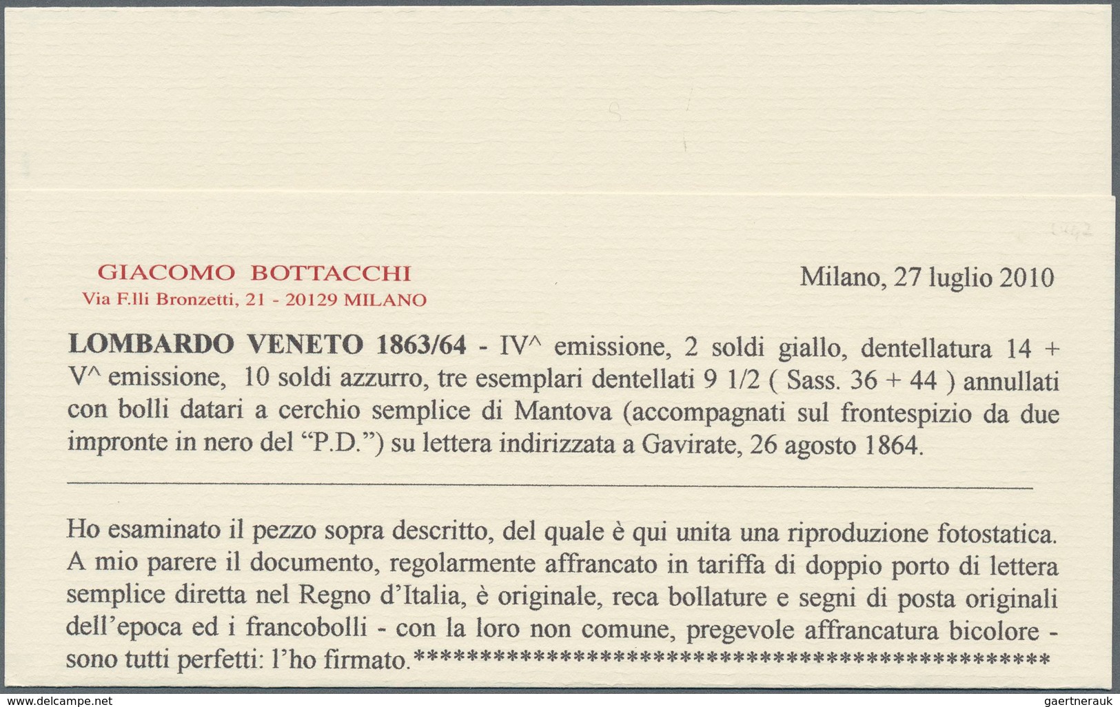 Österreich - Lombardei Und Venetien: 1863/64: 2 Soldi Gelb, Enge Zähnung Und Dreimal 10 Soldi Blau, - Lombardy-Venetia