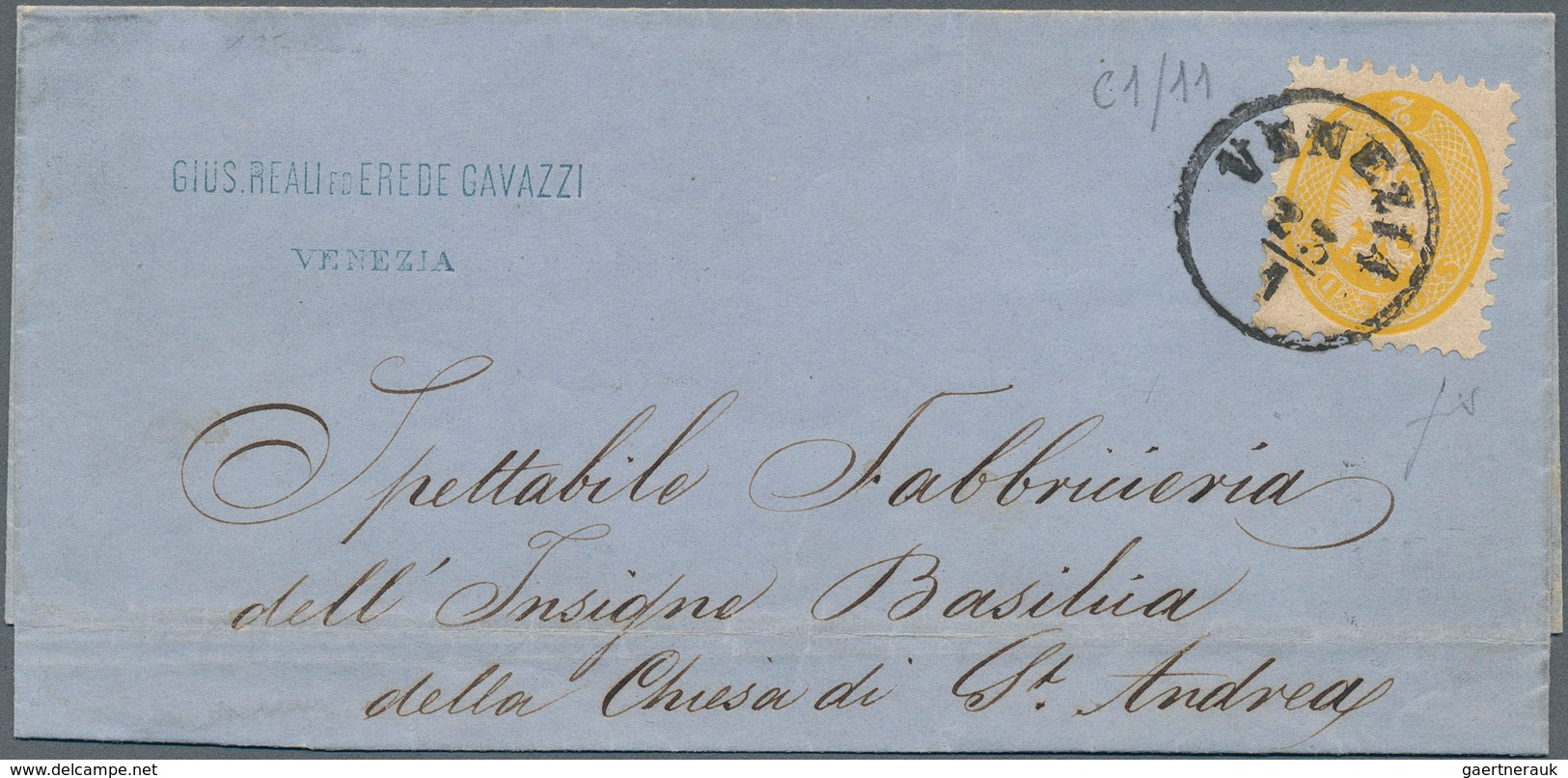 Österreich - Lombardei Und Venetien: 1864, 2s Gelb, Weite Zähnung, Einzelfrankatur Von Venedig Nach - Lombardy-Venetia