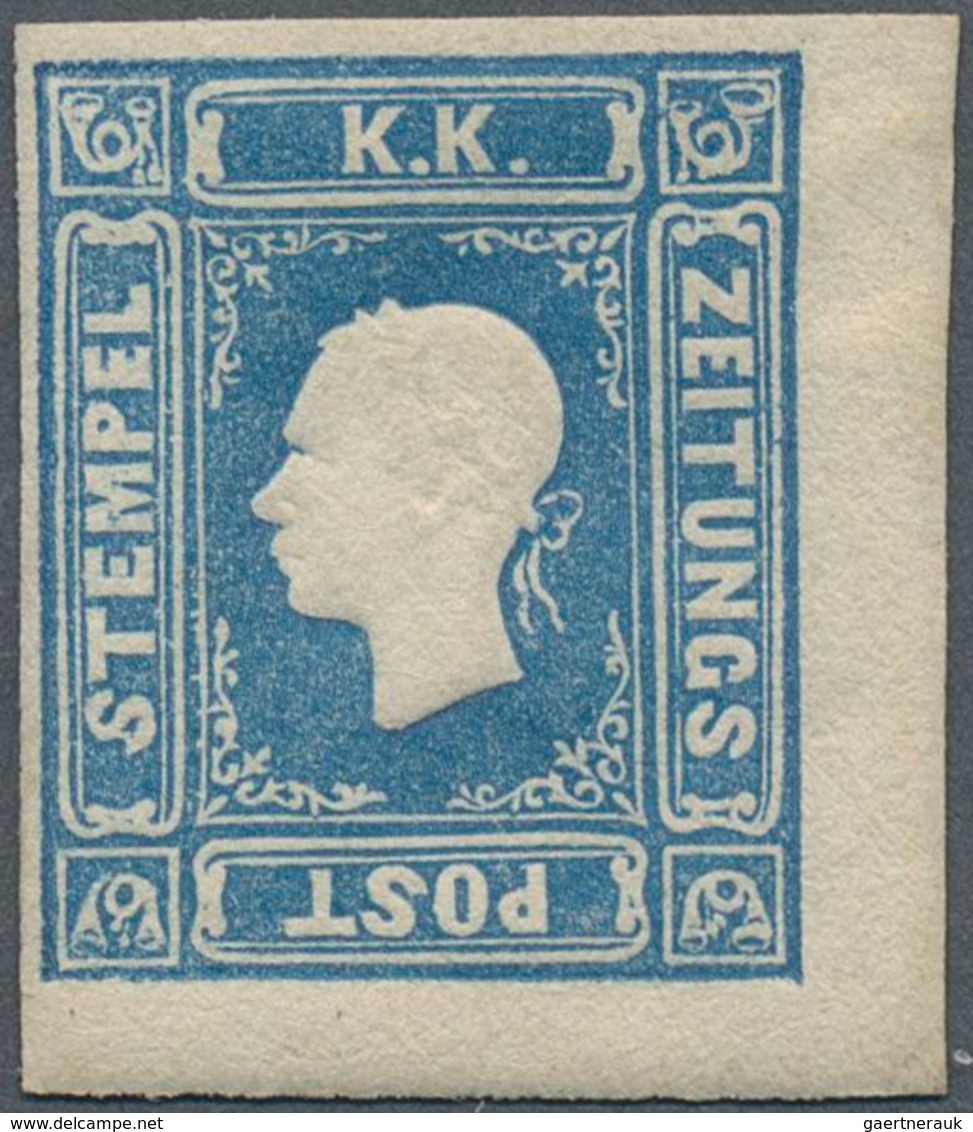 Österreich - Lombardei Und Venetien - Zeitungsmarken: 1858, (1.05 Kr.) Blau, Farbfrisches, Allseits - Lombardo-Venetien