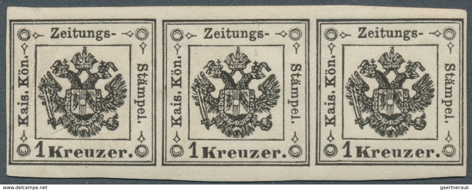 Österreich - Lombardei Und Venetien - Zeitungsstempelmarken: 1859, 1 Kreuzer Schwarz, Type I, Waager - Lombardo-Venetien