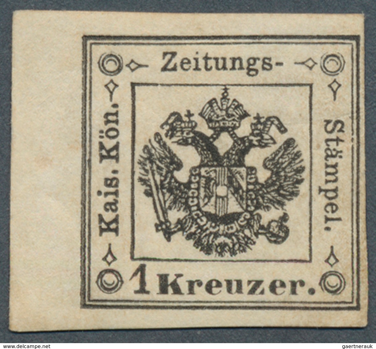 Österreich - Lombardei Und Venetien - Zeitungsstempelmarken: 1859, 1 Kreuzer Schwarz, Type I, Linkes - Lombardy-Venetia