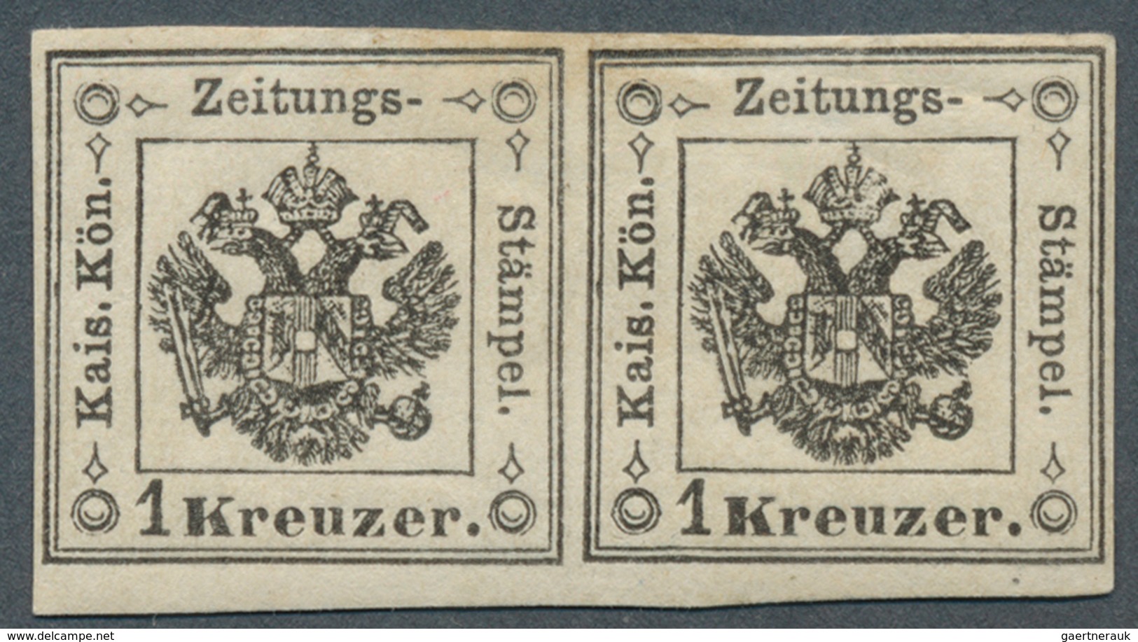 Österreich - Lombardei Und Venetien - Zeitungsstempelmarken: 1859, 1 Kreuzer Schwarz, Type I, Waager - Lombardy-Venetia