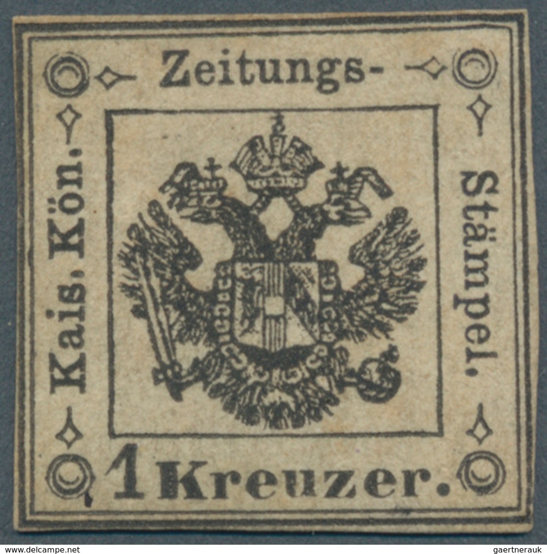 Österreich - Lombardei Und Venetien - Zeitungsstempelmarken: 1858, 1 Kr Schwarz Ungebraucht Mit Teil - Lombardo-Vénétie