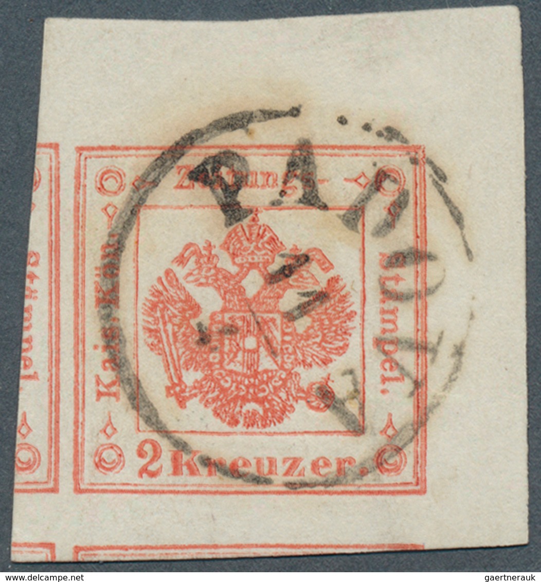 Österreich - Lombardei Und Venetien - Zeitungsstempelmarken: 1859, 2 Kreuzer Zinnoberrot, Type II, R - Lombardo-Vénétie