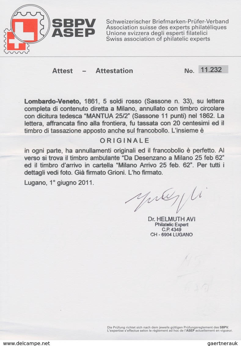 Österreich - Lombardei Und Venetien - Stempel: "MANTUA 25/2" (1862), K1 Mit Deutschen Namen (Sassone - Lombardo-Vénétie