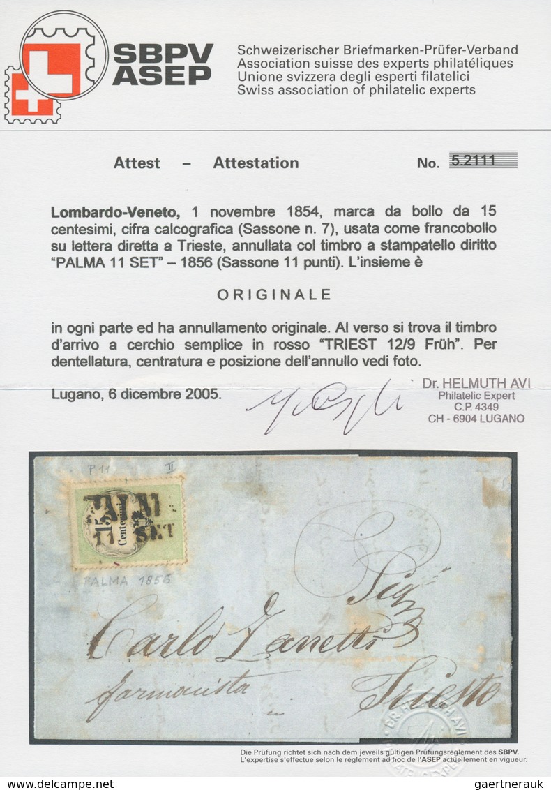 Österreich - Lombardei Und Venetien - Stempel: 1856, 15 C Grün/schwarz, Gut Gezähnt, Entwertet Mit L - Lombardo-Vénétie