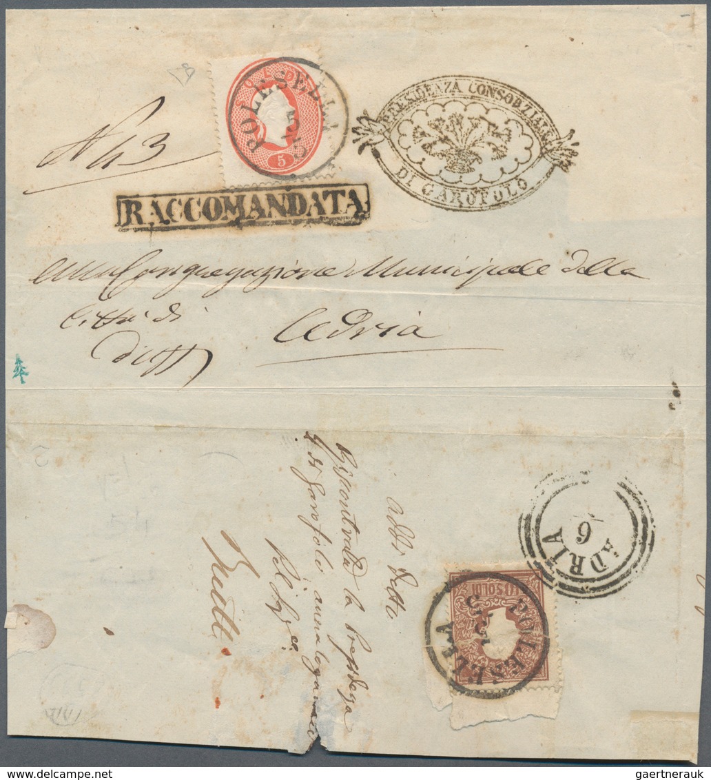 Österreich - Lombardei Und Venetien - Stempel: "POLESELLA 5/5" K1 (Sassone C1, 2 Punkte) Auf 5 Soldi - Lombardy-Venetia