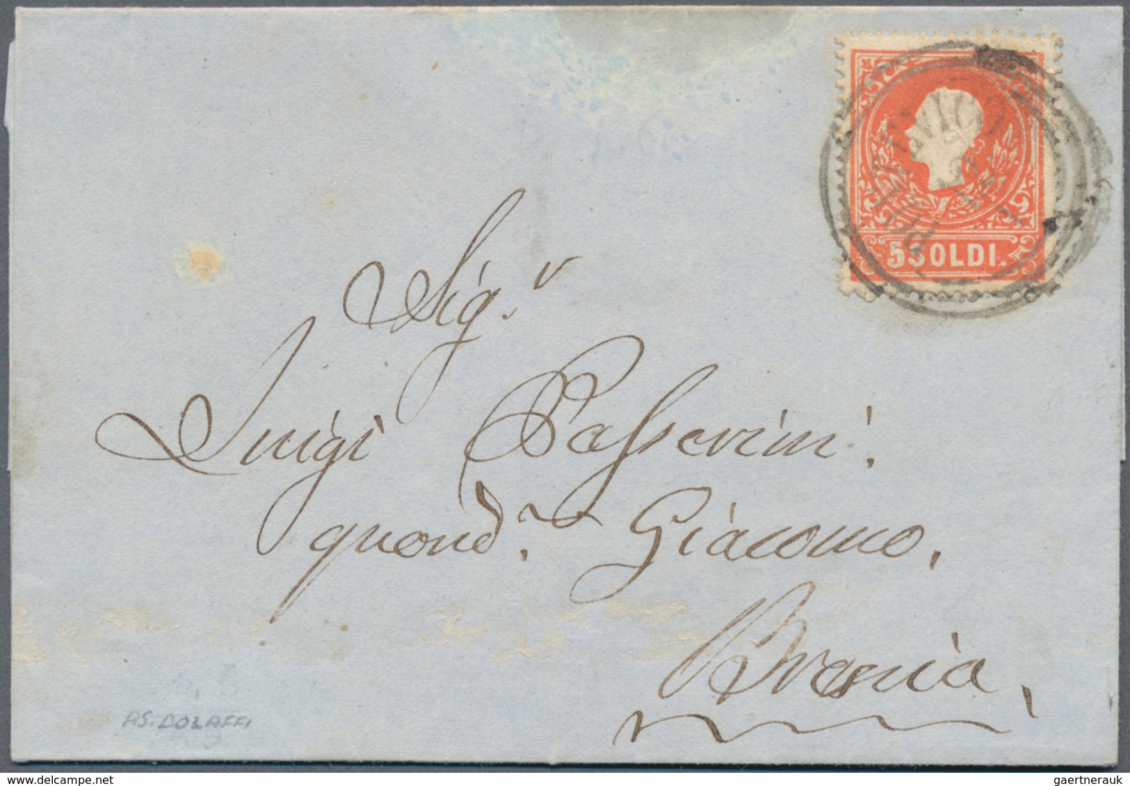 Österreich - Lombardei Und Venetien - Stempel: "PONTEVICO 12/1", K3 (Sassone C3, 9 Punkte),auf 5 Sol - Lombardo-Vénétie