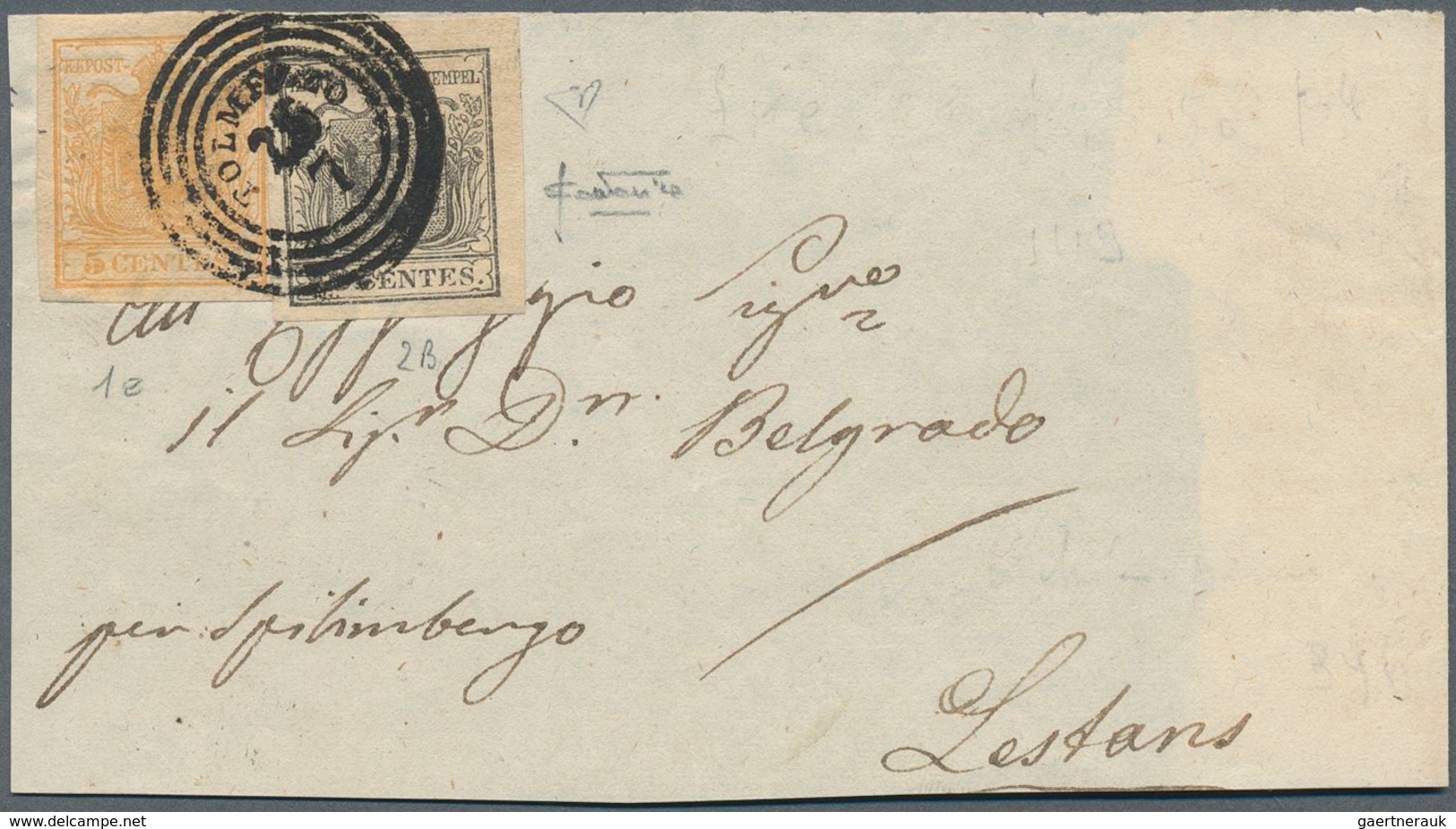 Österreich - Lombardei Und Venetien - Stempel: "TOLMEZZO 25/7", K4 Auf 5 C. Orange Und 10 C Schwarz, - Lombardy-Venetia