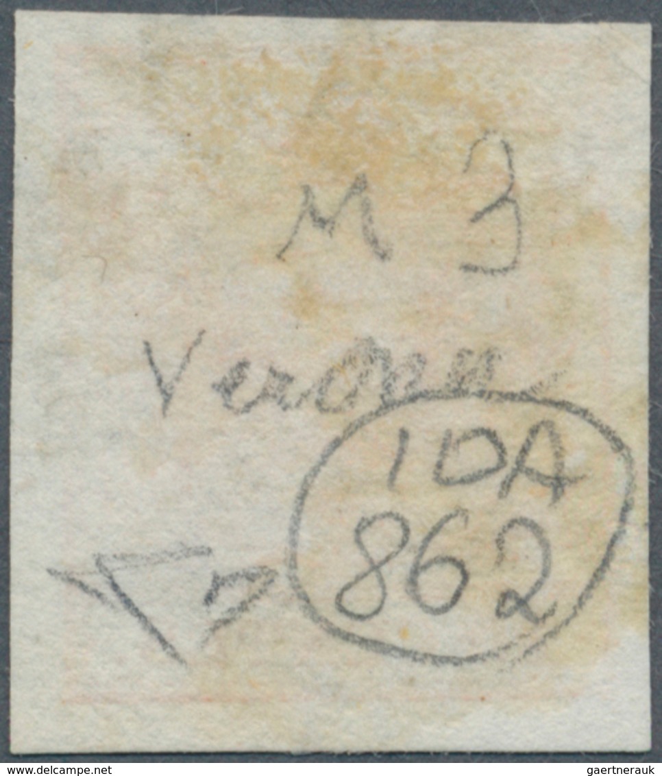 Österreich - Lombardei Und Venetien - Stempel: VERONA, Stummer Stempel (Sassone 11 P.) Auf 10 Centte - Lombardy-Venetia