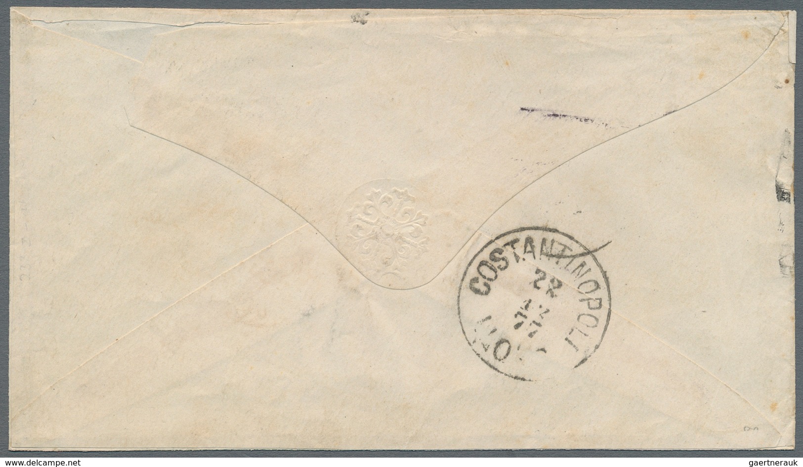 Österreichische Post In Der Levante: 1877. Envelope Addressed To Constantinople Bearing Austrian Lev - Oostenrijkse Levant