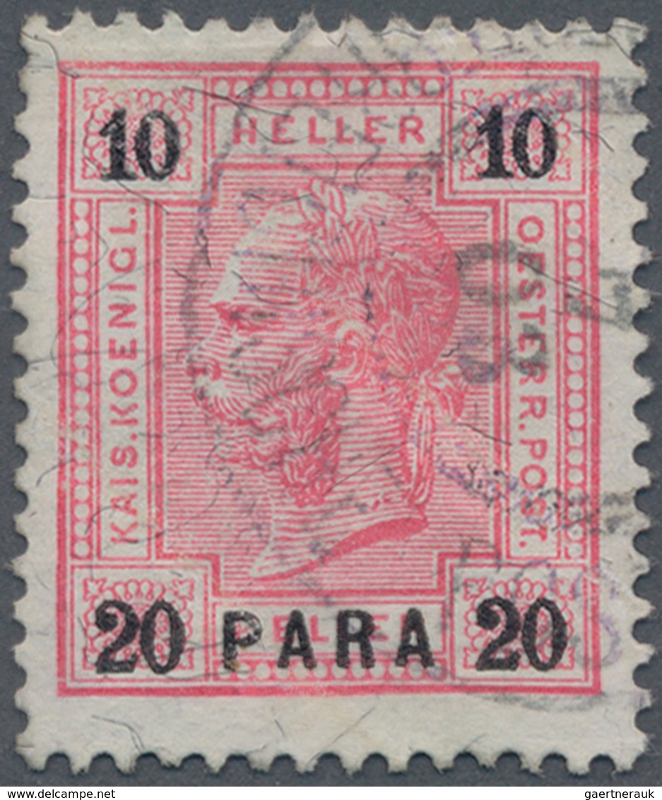 Österreichische Post In Der Levante: 1901, Freimarke 20 Pa. Auf 10 H. Lebhaftrosa Mit Lackstreifen, - Levant Autrichien
