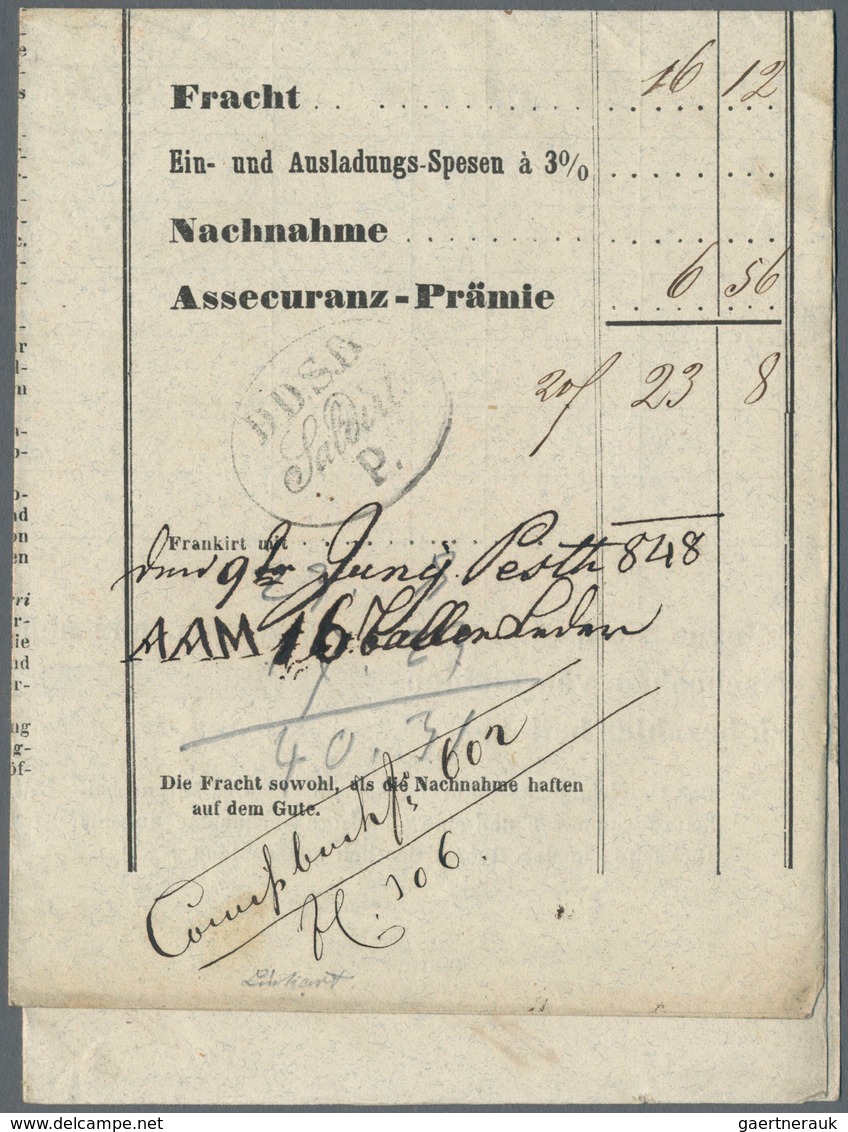 Österreich - Donau-Dampfschifffahrtsgesellschaft: 1848, Frachtrechnung Mit Wertangabe "2600 Fl." Von - Autres & Non Classés