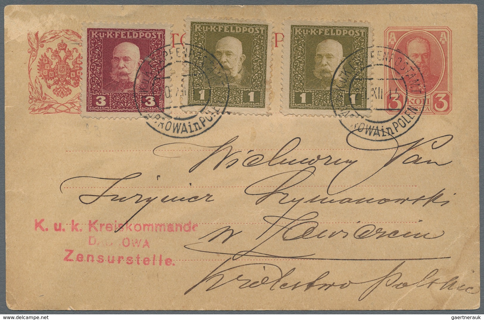 Österreichisch-Ungarische Feldpost - Allgemeine Ausgabe: 1915. Russian Postal Stationery Card 3k Red - Autres & Non Classés