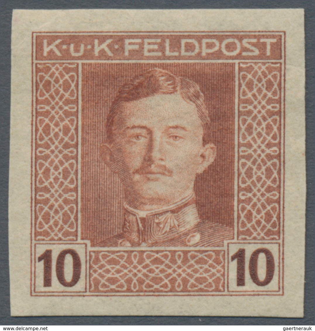 Österreichisch-Ungarische Feldpost - Allgemeine Ausgabe: 1915, 1 H - 10 K Kaiser Karl UNGEZÄHNT, Kom - Autres & Non Classés