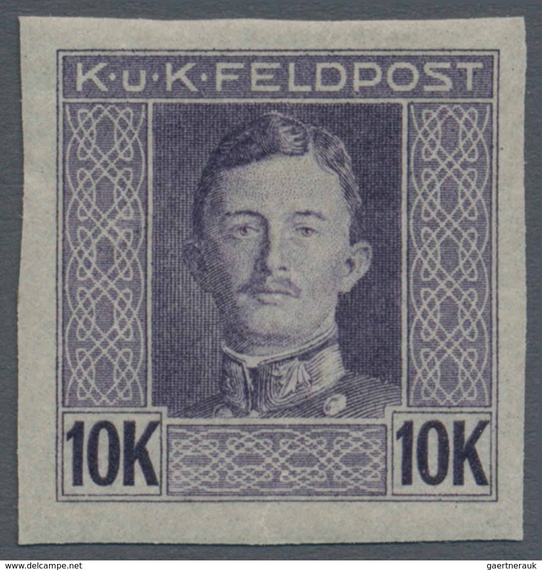 Österreichisch-Ungarische Feldpost - Allgemeine Ausgabe: 1915, 1 H - 10 K Kaiser Karl UNGEZÄHNT, kom