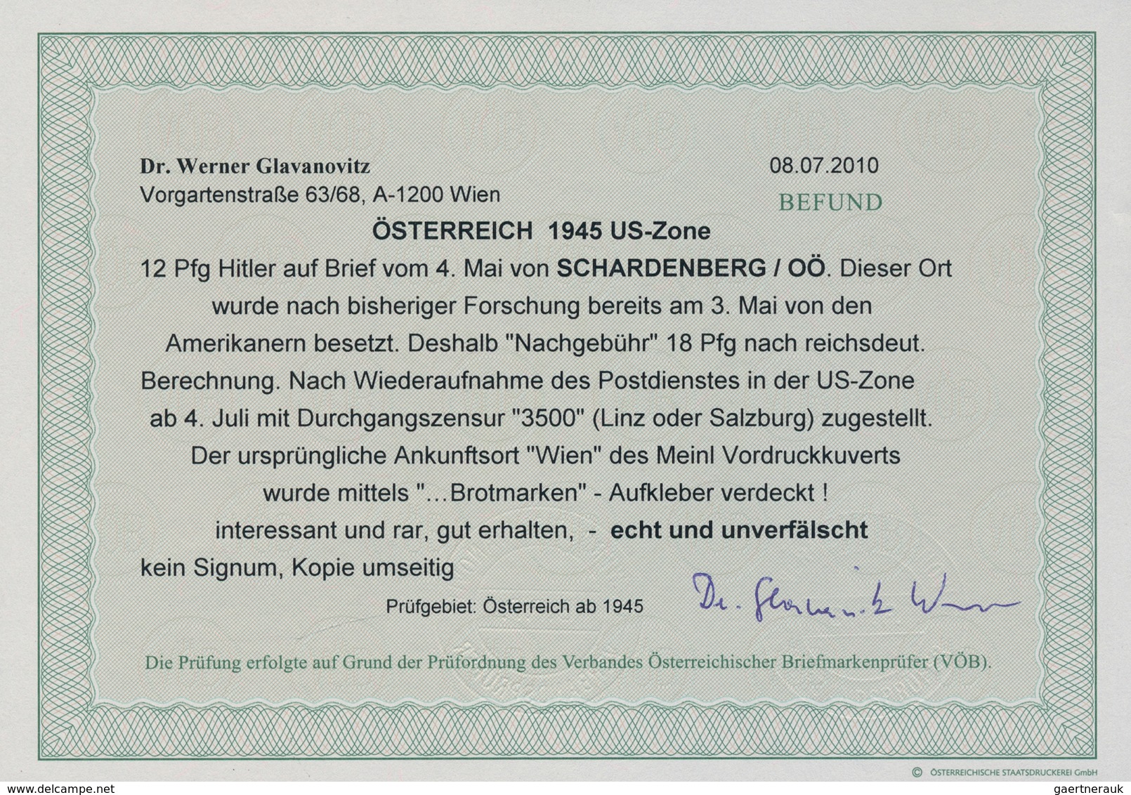 Österreich - Ostmark: 1945, 12 Pf Hitler, Einzelfrankatur Auf Vordruckbrief Von SCHARDENBERG, 4.V.45 - Autres & Non Classés