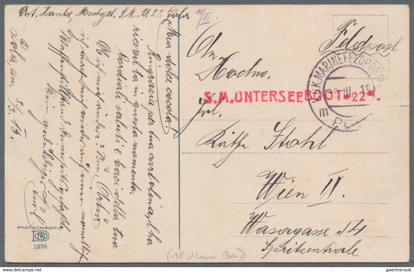 Österreich - Militärpost / Feldpost: Original WWI Feldpost Card From A Submariner Aboard Unterseeboo - Other & Unclassified