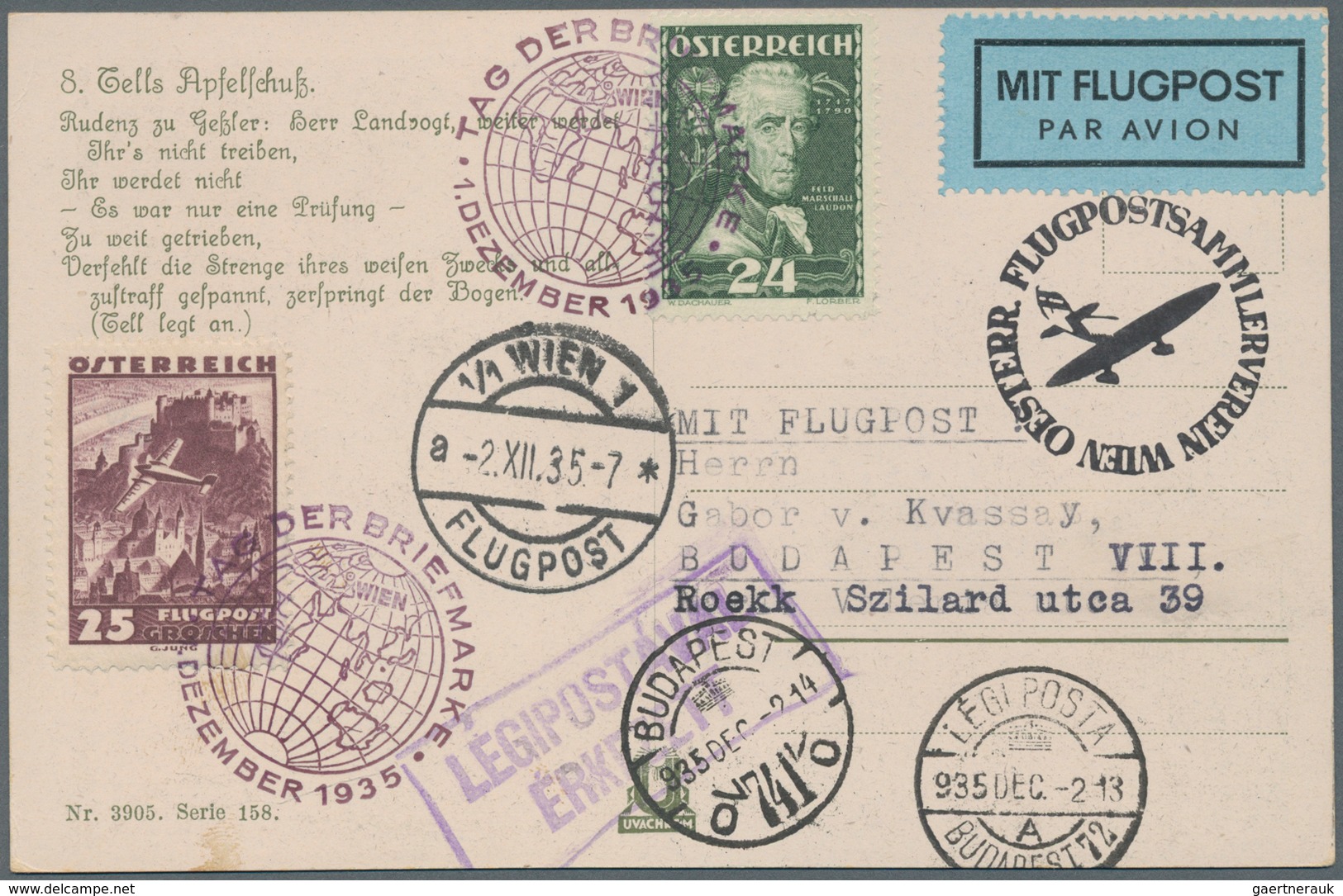 Österreich - Flugpost: 1935. Austrian 1st Republic Österreichische Heerführer / Army Leaders set fra