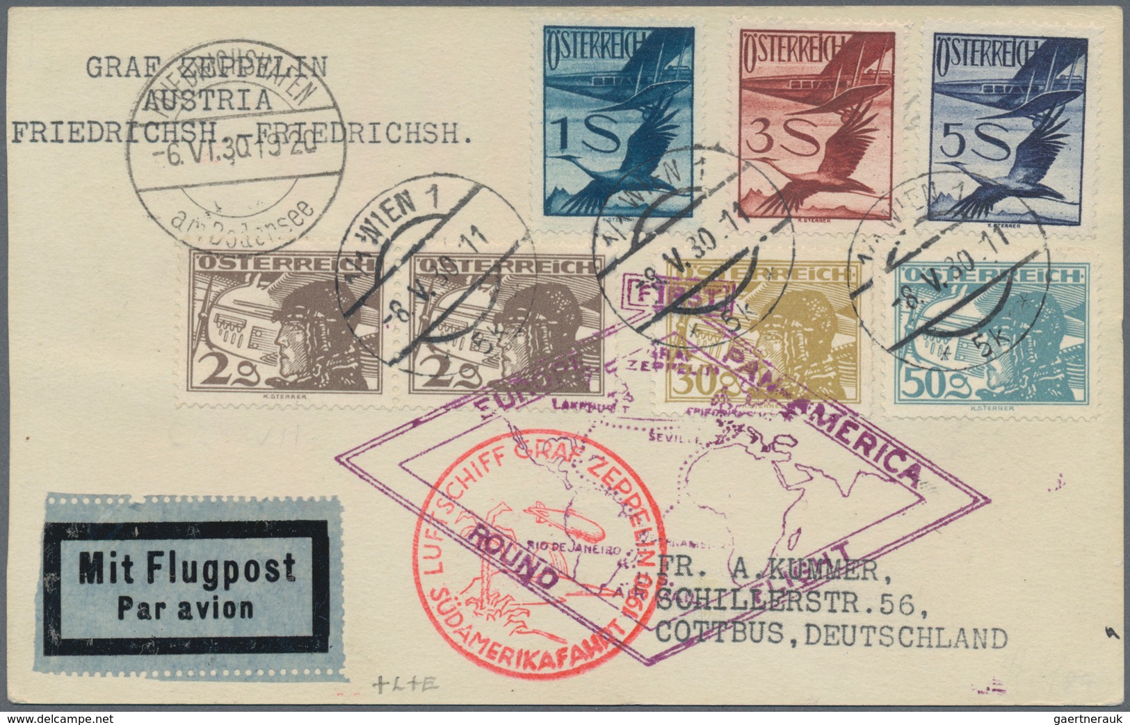 Österreich - Zeppelinpost: 1930 (9.5.), Flugpostkarte Mit Hoher Frankatur U.a. Flugpostmarken 1 S. B - Autres & Non Classés