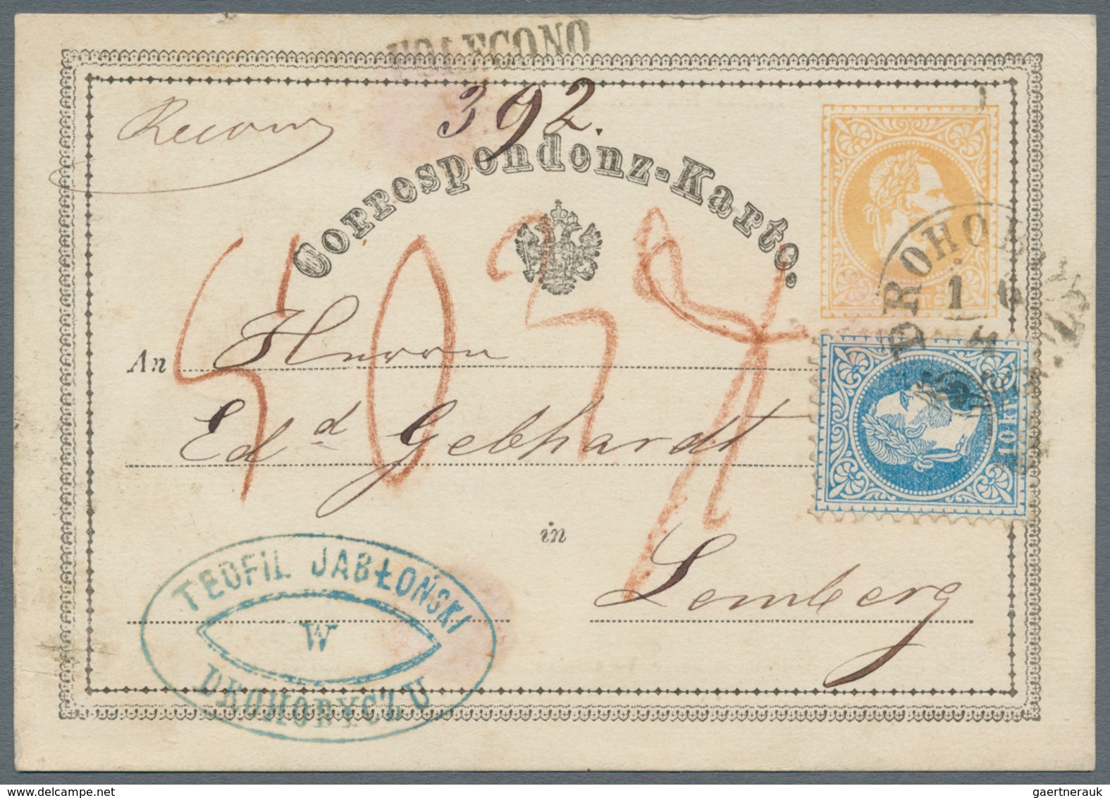 Österreich - Ganzsachen: 1869, 2 Kr. Ganzsachenkarte Mit Zufrankatur 10 Kr. Franz Joseph Als R-Karte - Autres & Non Classés