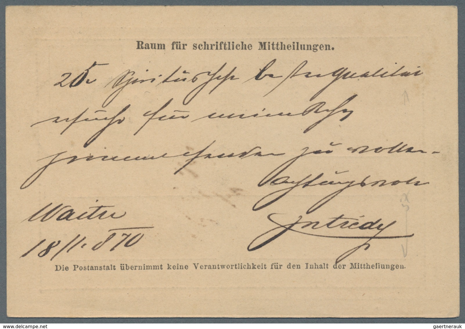 Österreich - Ganzsachen: 1870/1874, 7 Ganzsachenkarten mit ausgewählten Stempeln kleiner UNGARISCHER