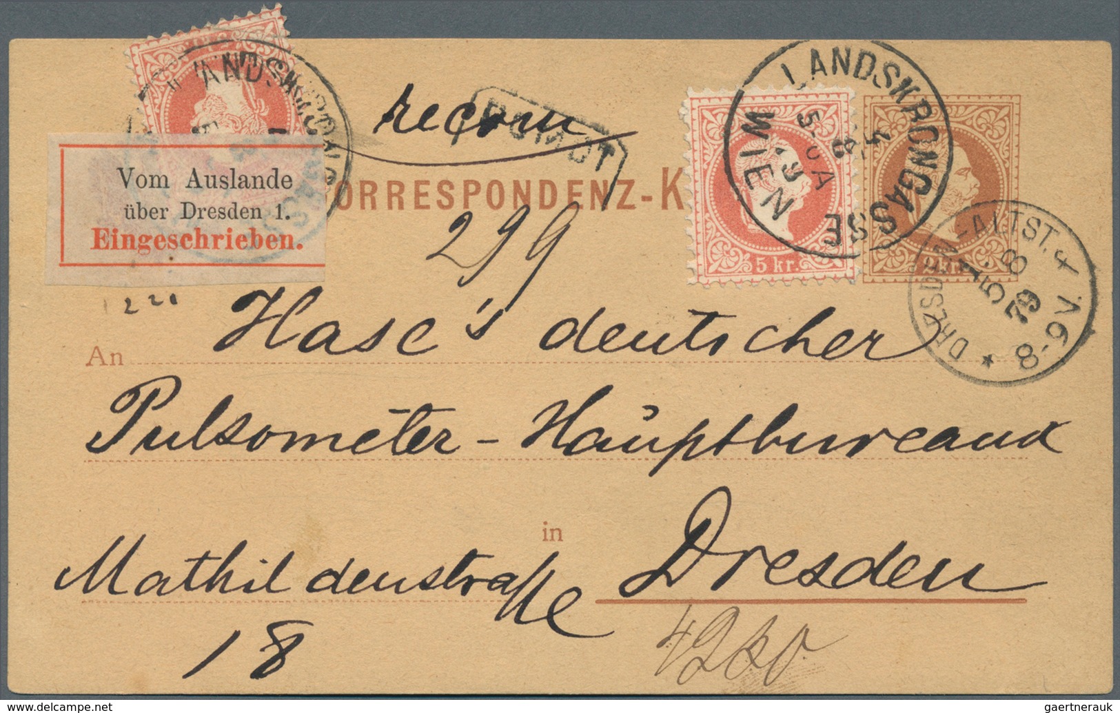 Österreich - Ganzsachen: 1879, 2 Kreuzer Franz Josef Ganzschenkarte Mit Zwei Bildgleichen 5 Kr. Mark - Autres & Non Classés