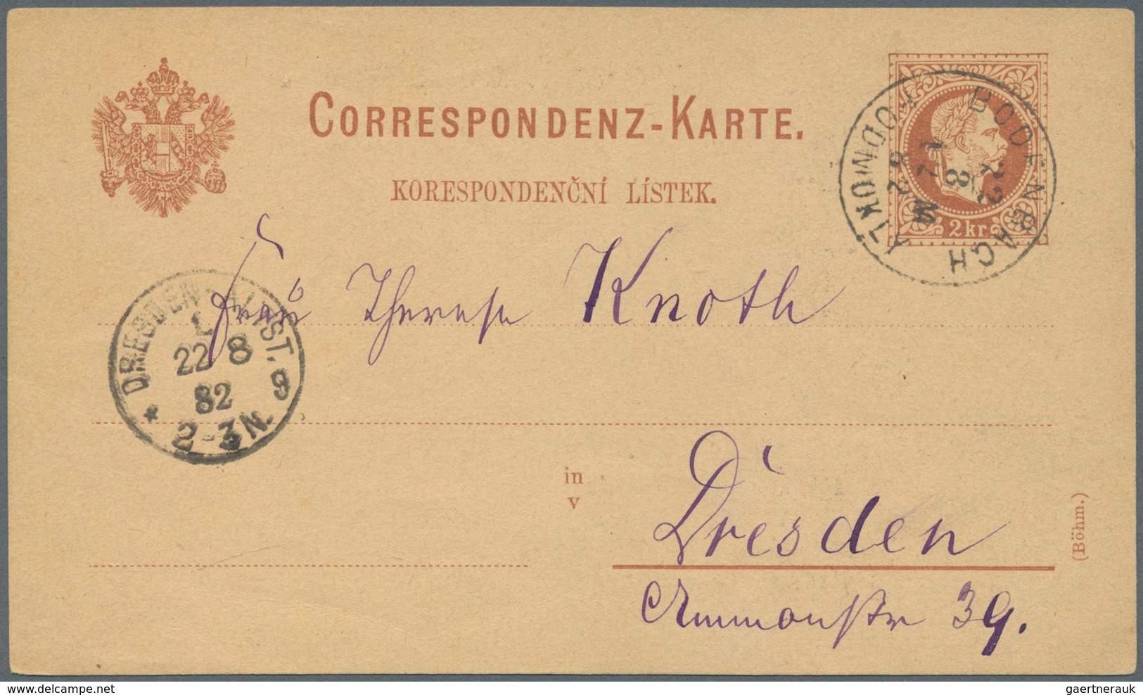 Österreich - Ganzsachen: 1882, 2 Kr Braun Ganzsachenkarte Mit Rückseitig Lithographie-Zudruck "Hoher - Other & Unclassified