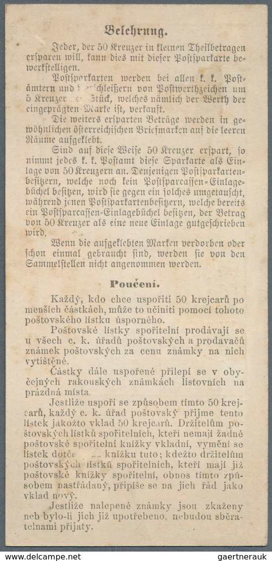 Österreich - Ganzsachen: 1883, 5 Kr Doppeladler Postsparkarte, Zweisprachiger Vordruck "deutsch-böhm - Other & Unclassified