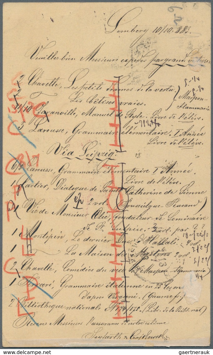 Österreich - Ganzsachen: 1883, 2 Kr. Braun/schwarz Ziffer Auf Doppeladler Mit 3 Kr Grün Kais. Franz- - Autres & Non Classés