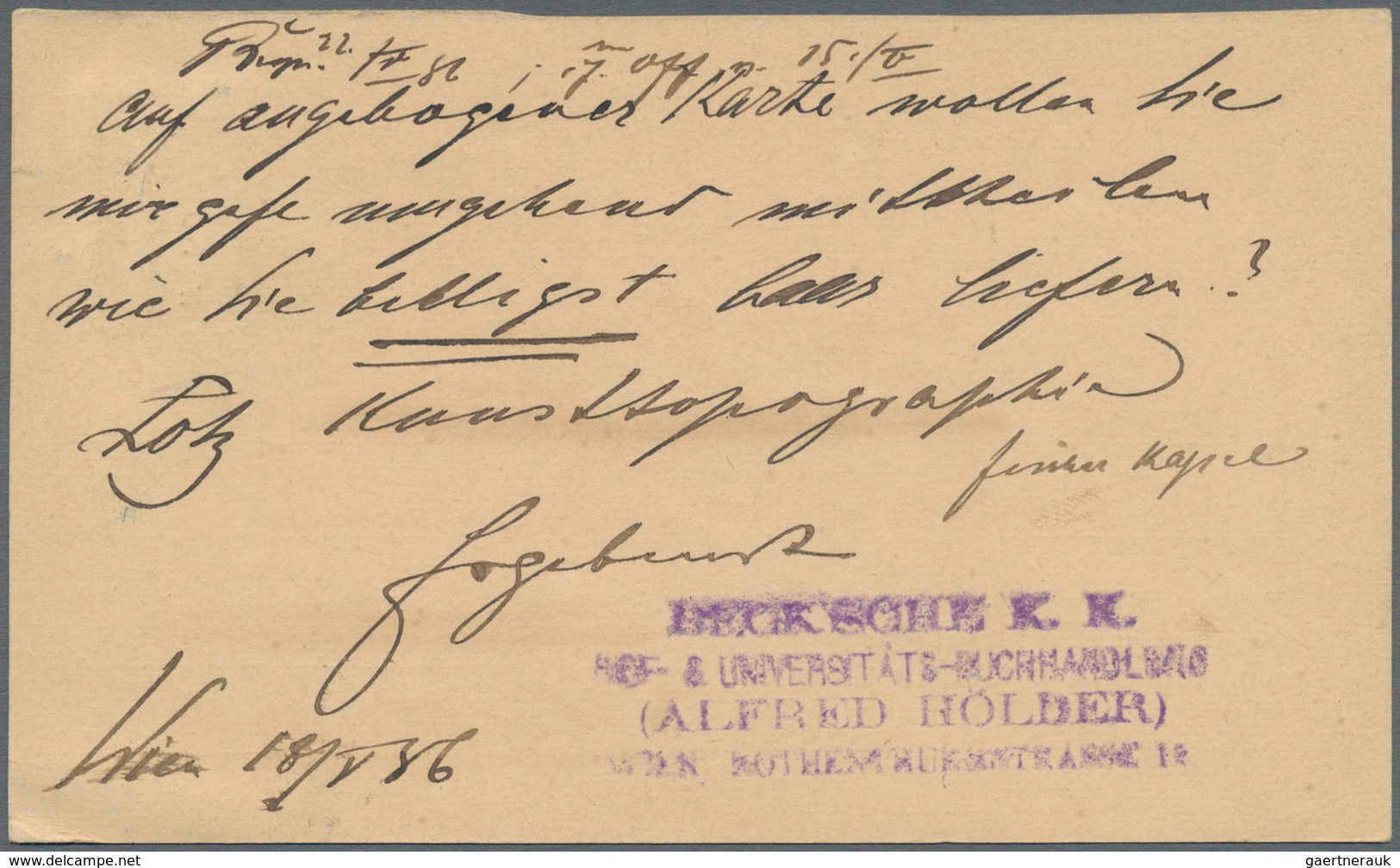 Österreich - Ganzsachen: 1886 Ganzsachenkarte (Frageteil) Von Wien Nach Kassel Mit Weiterfranco Nach - Autres & Non Classés