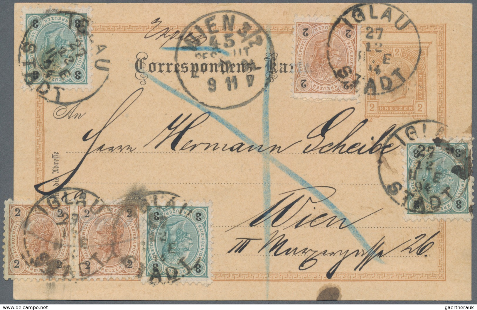 Österreich - Ganzsachen: 1894, 2 Kr Braun Ganzsachen-Expresskarte Mit 15 Kreuzer Zusatzfrankatur Von - Autres & Non Classés