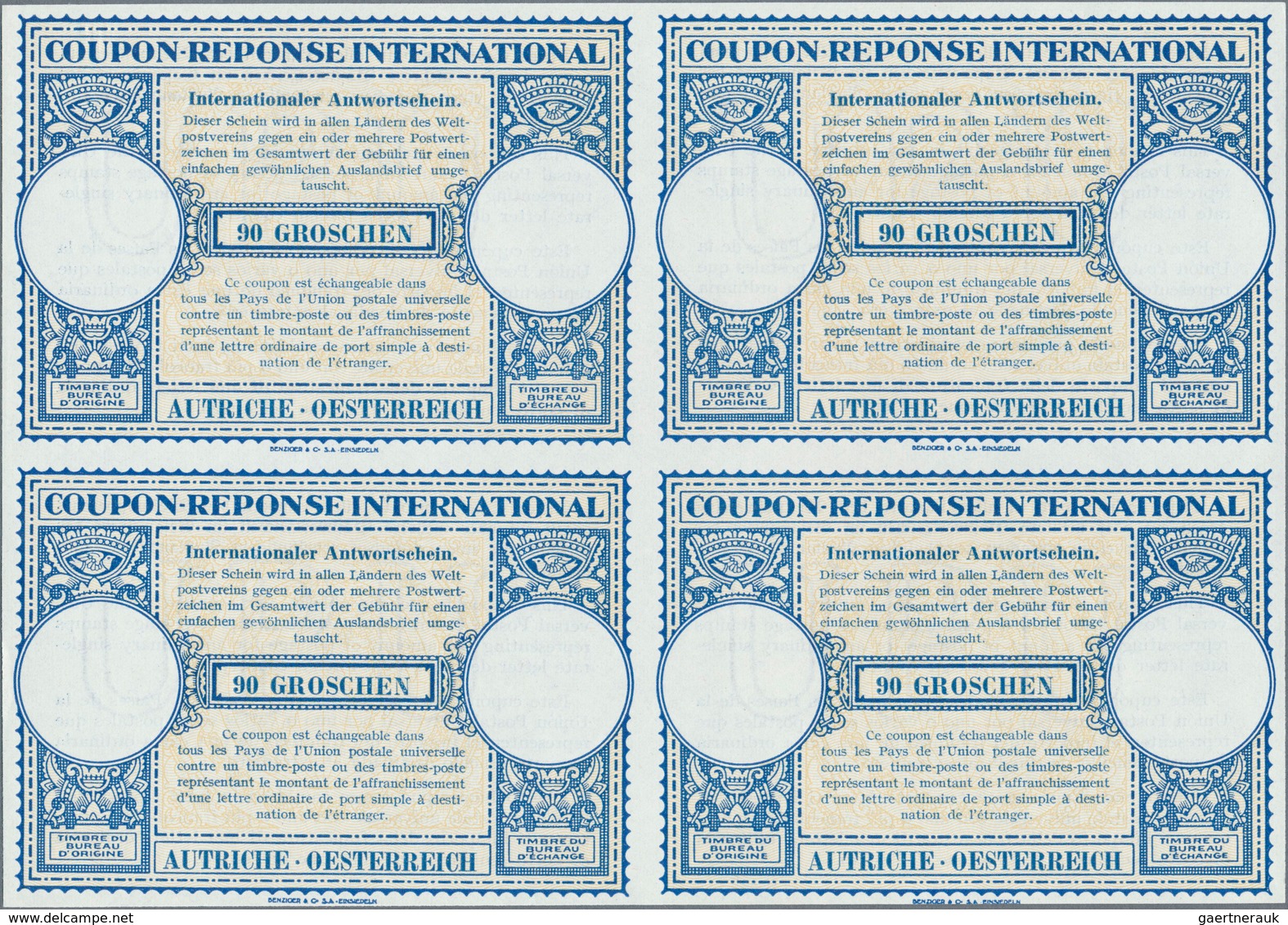 Österreich - Ganzsachen: 1947, April. Internationaler Antwortschein "90 Groschen" (London-Muster) In - Autres & Non Classés