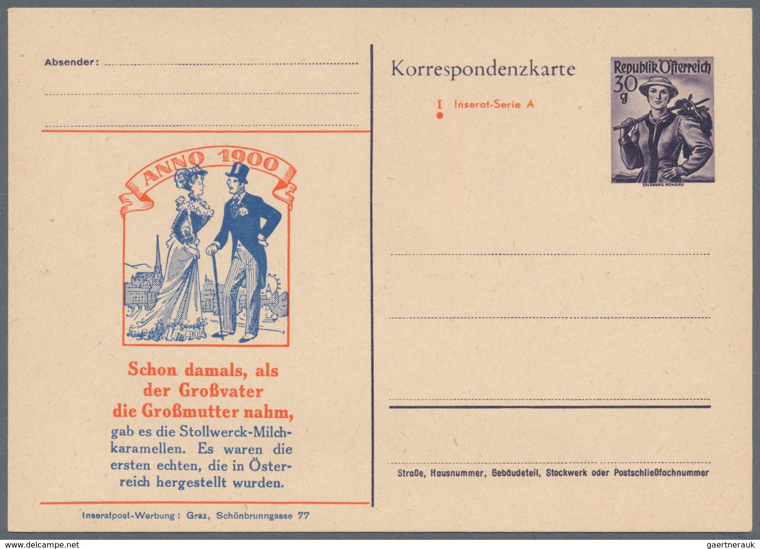 Österreich - Ganzsachen: 1950/1951, Drei Korrespondenzkarten 'Trachten' 30 Gr. Violett (2) Und 70 Gr - Other & Unclassified