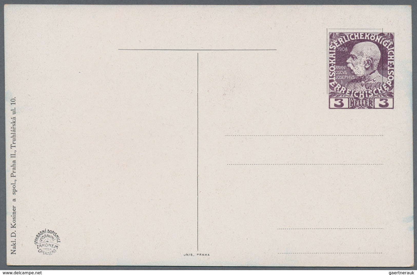 Österreich - Privatganzsachen: 1908. Privat-Postkarte 3 H Franz Joseph "Pozdrav Z Jubilejni Vystavy - Autres & Non Classés