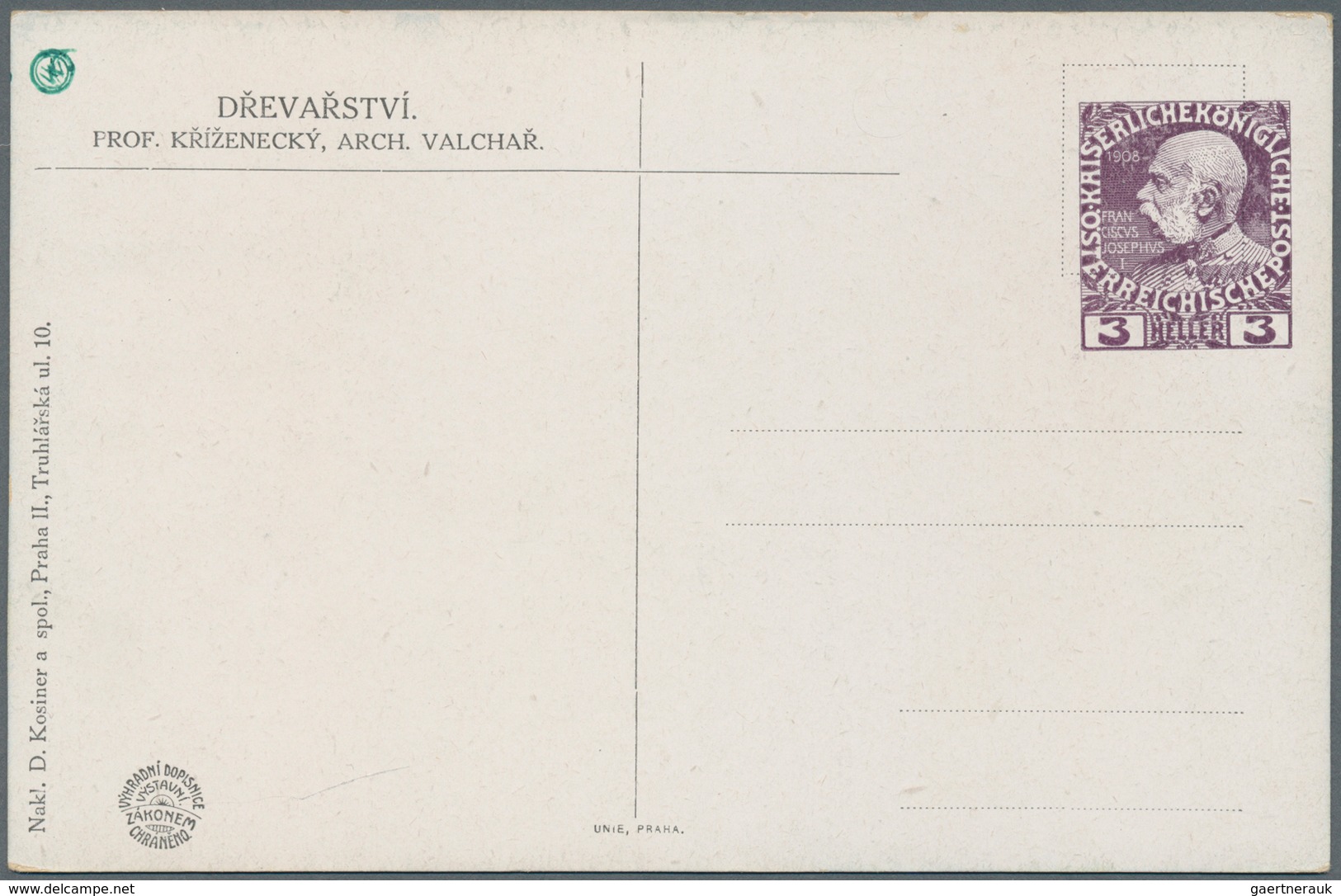 Österreich - Privatganzsachen: 1908. Privat-Postkarte 3 H Franz Joseph "Pozdrav Z Jubilejni Vystavy - Sonstige & Ohne Zuordnung