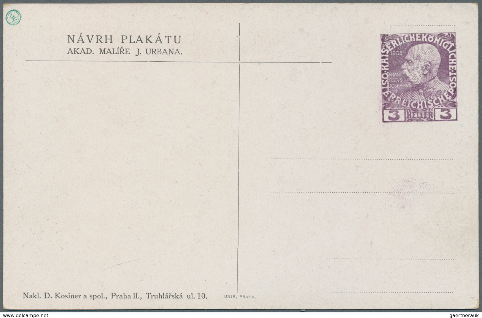 Österreich - Privatganzsachen: 1908. Privat-Postkarte 3 H Franz Joseph "Pozdrav Z Jubilejni Vystavy - Sonstige & Ohne Zuordnung