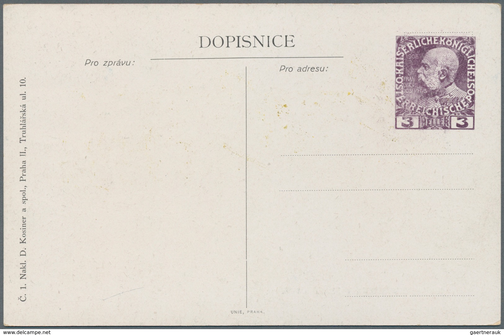 Österreich - Privatganzsachen: 1908. Privat-Postkarte 3 H Franz Joseph "Pozdrav Z Jubilejni Vystavy - Other & Unclassified