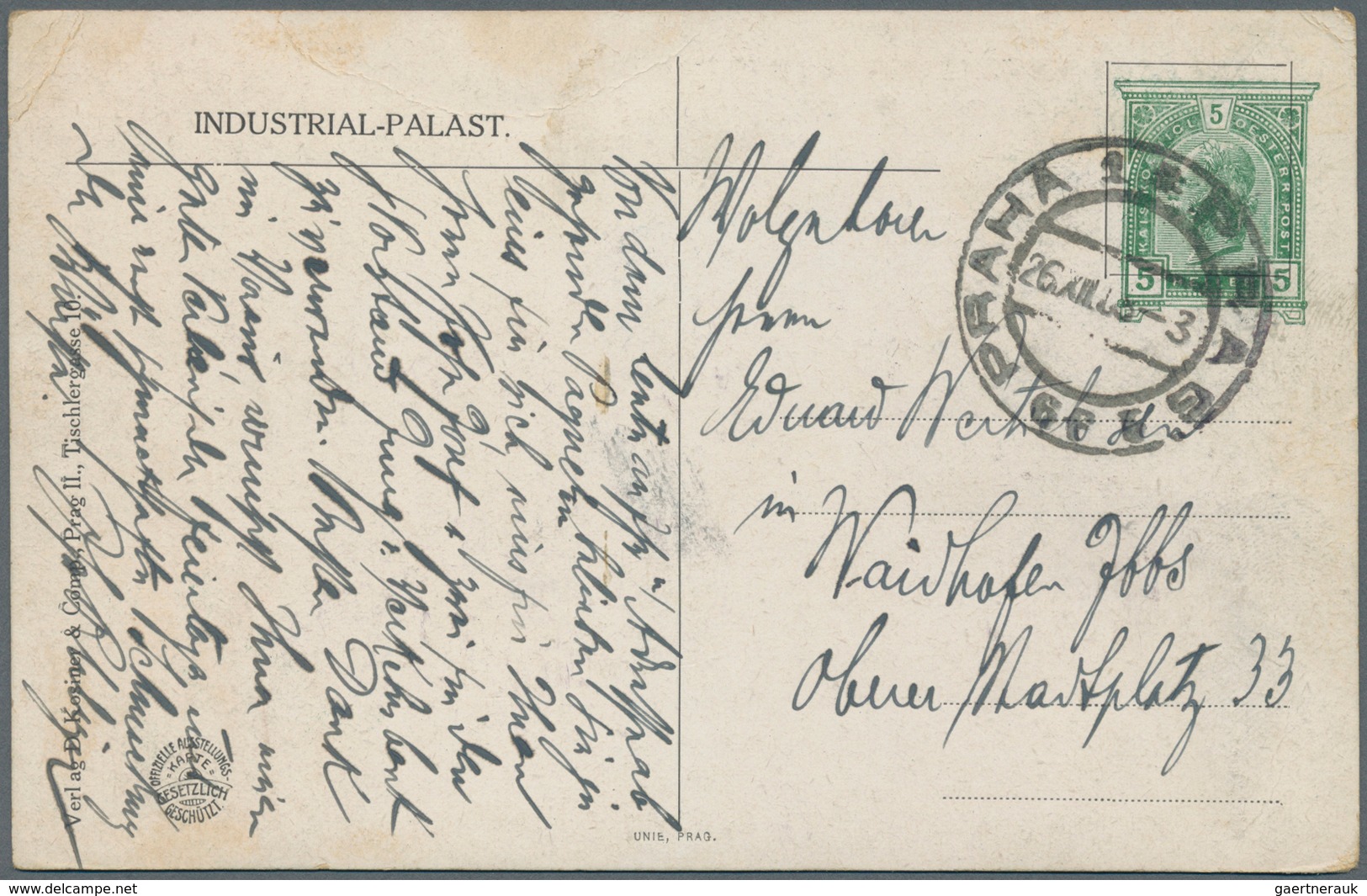 Österreich - Privatganzsachen: 1908. Privat-Postkarte 5 H Franz Joseph "Jubiläums-Ausstellung In Pra - Autres & Non Classés