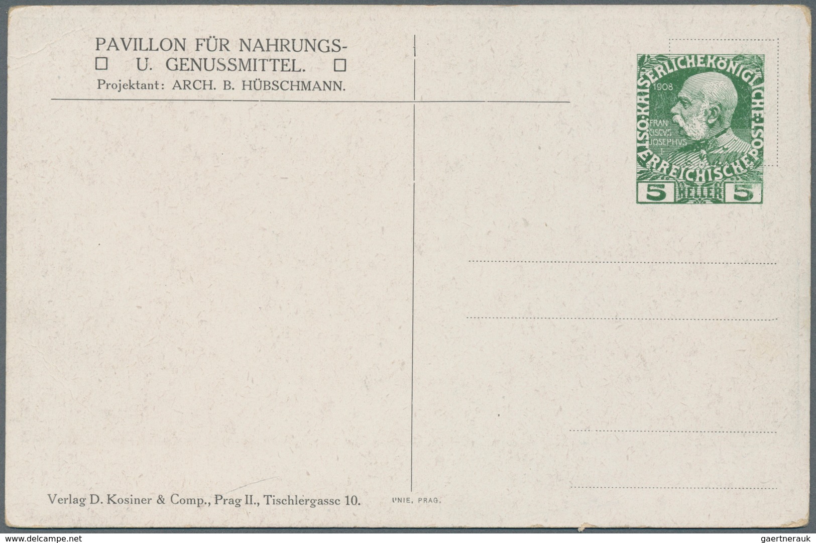 Österreich - Privatganzsachen: 1908. Privat-Postkarte 5 H Franz Joseph "Jubiläums Ausstellung Prag 1 - Other & Unclassified