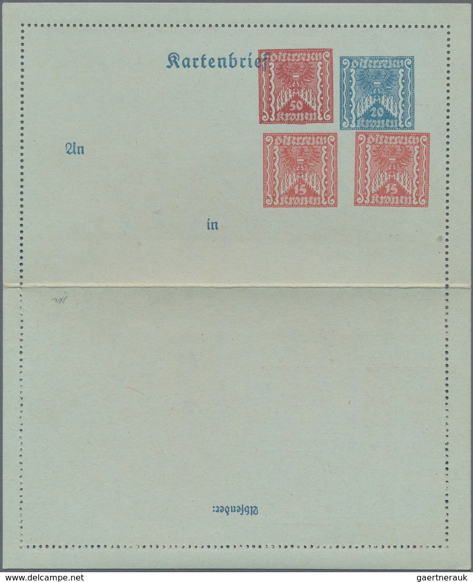 Österreich - Privatganzsachen: 1914/20 (ca.) 5 Privatganzsachen Mit Mehreren Wertstempeln, Dabei 1 R - Other & Unclassified