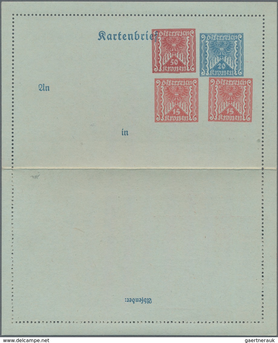 Österreich - Privatganzsachen: 1914/20 (ca.) 5 Privatganzsachen Mit Mehreren Wertstempeln, Dabei 1 R - Sonstige & Ohne Zuordnung