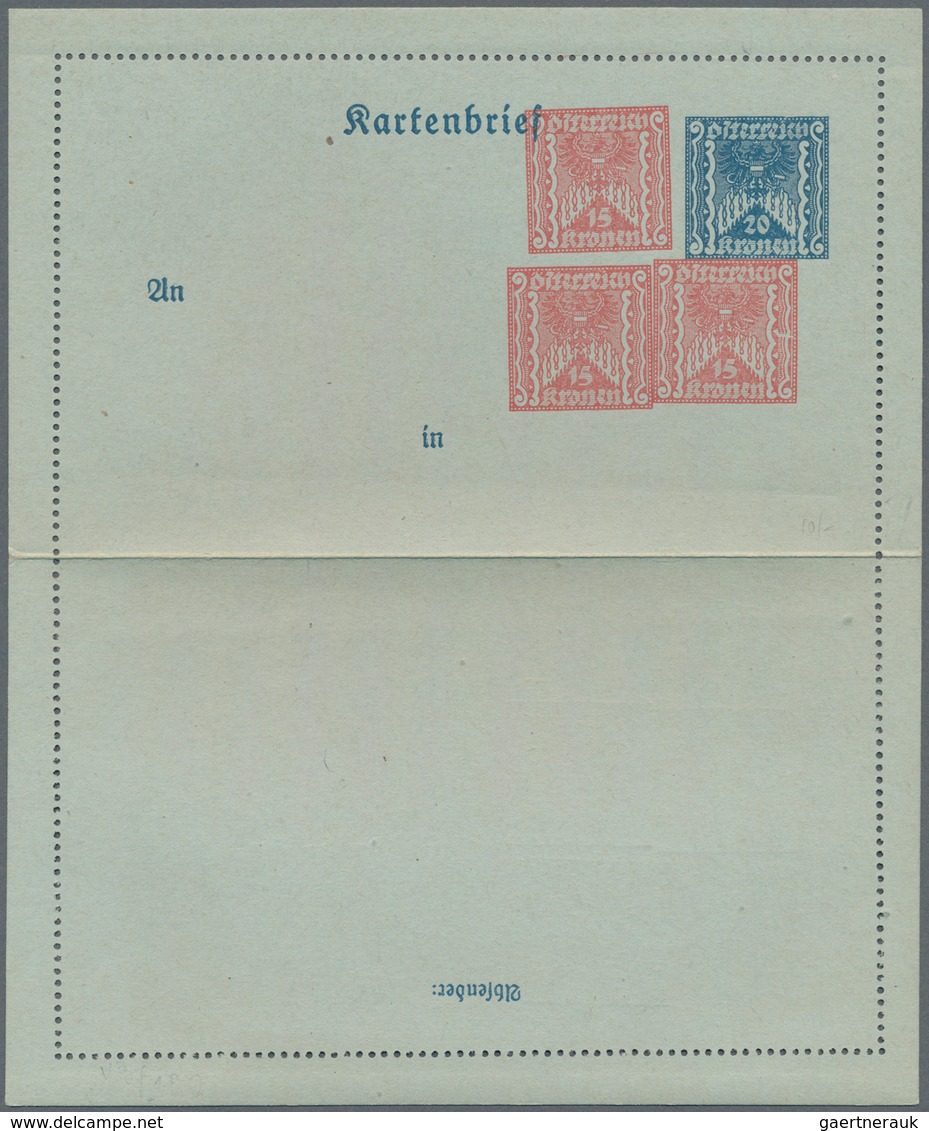 Österreich - Privatganzsachen: 1914/20 (ca.) 5 Privatganzsachen Mit Mehreren Wertstempeln, Dabei 1 R - Sonstige & Ohne Zuordnung