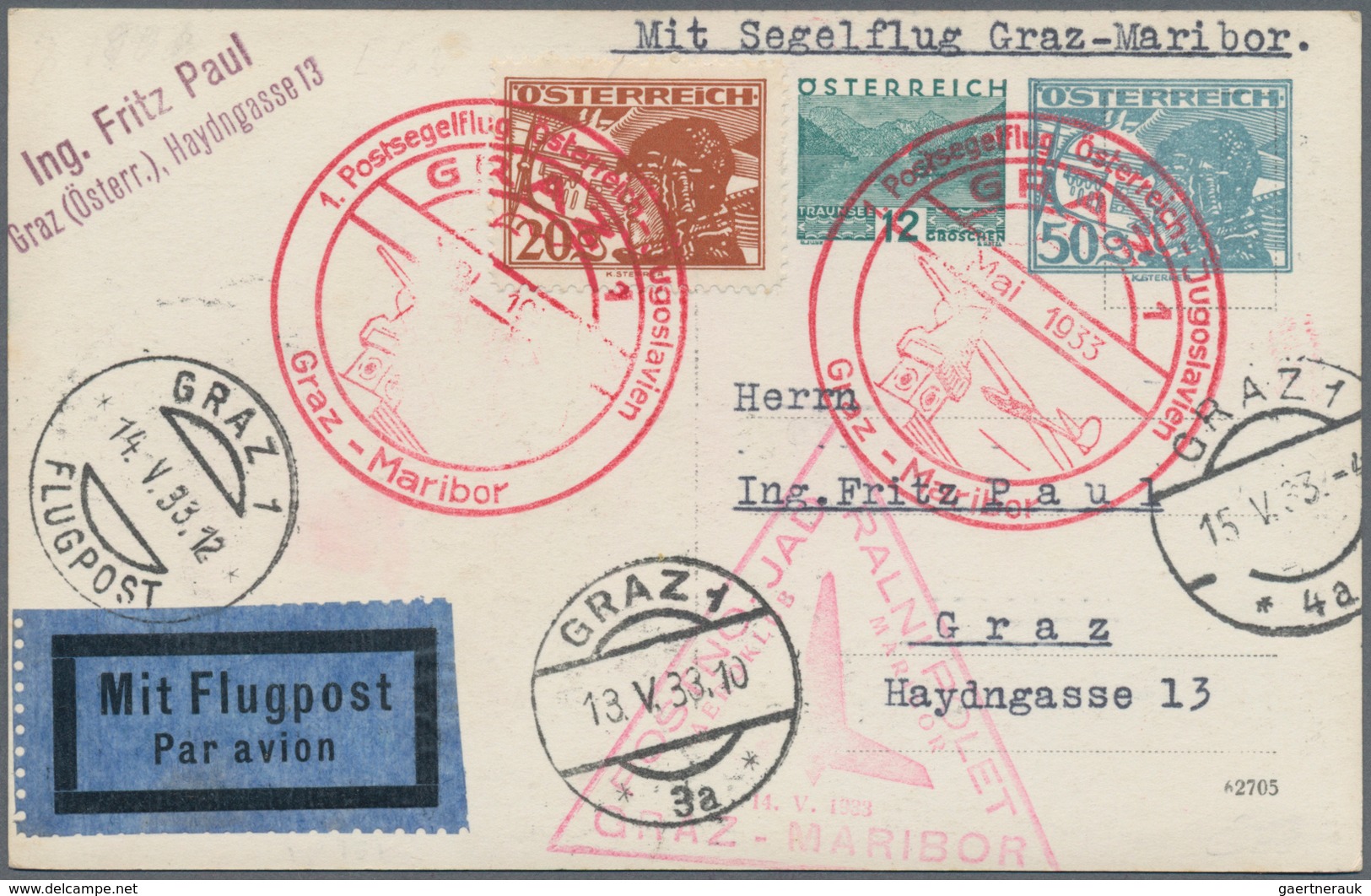 Österreich - Privatganzsachen: 1933, Vier Verschied. Flugpostkarten U.a. Zur WIPA Mit Wertstempel Pi - Other & Unclassified