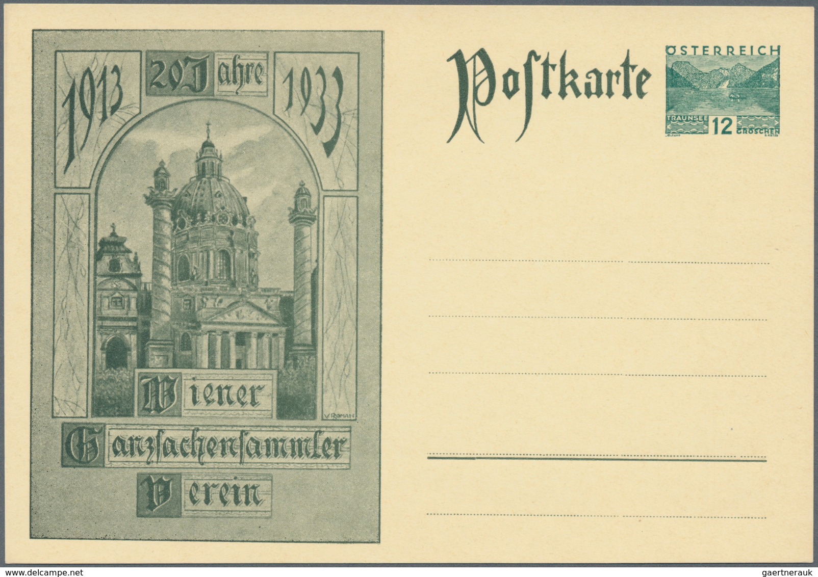 Österreich - Privatganzsachen: 1933. "20 Jahre Wiener Ganzsachensammler-Verein 1913-1933". Set von 1