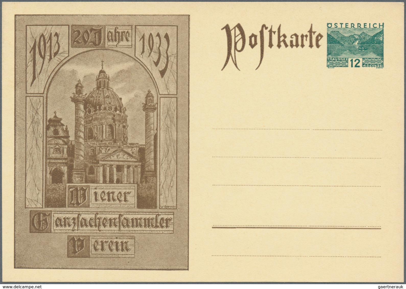 Österreich - Privatganzsachen: 1933. "20 Jahre Wiener Ganzsachensammler-Verein 1913-1933". Set von 1