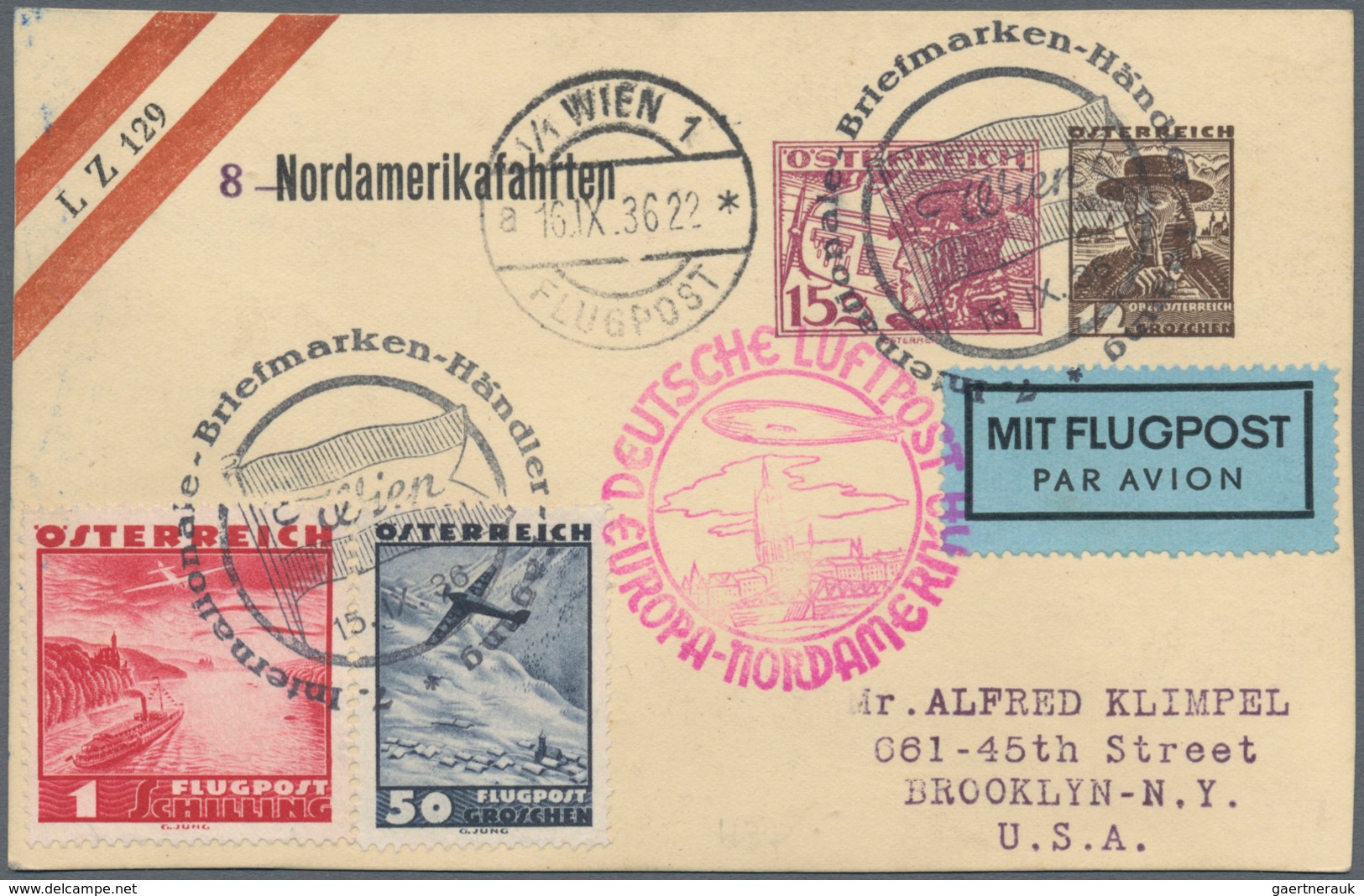 Österreich - Privatganzsachen: 1936, Nordamerikafahrten Zeppelin LZ 129, Privatganzsachenkarte 15 G - Sonstige & Ohne Zuordnung